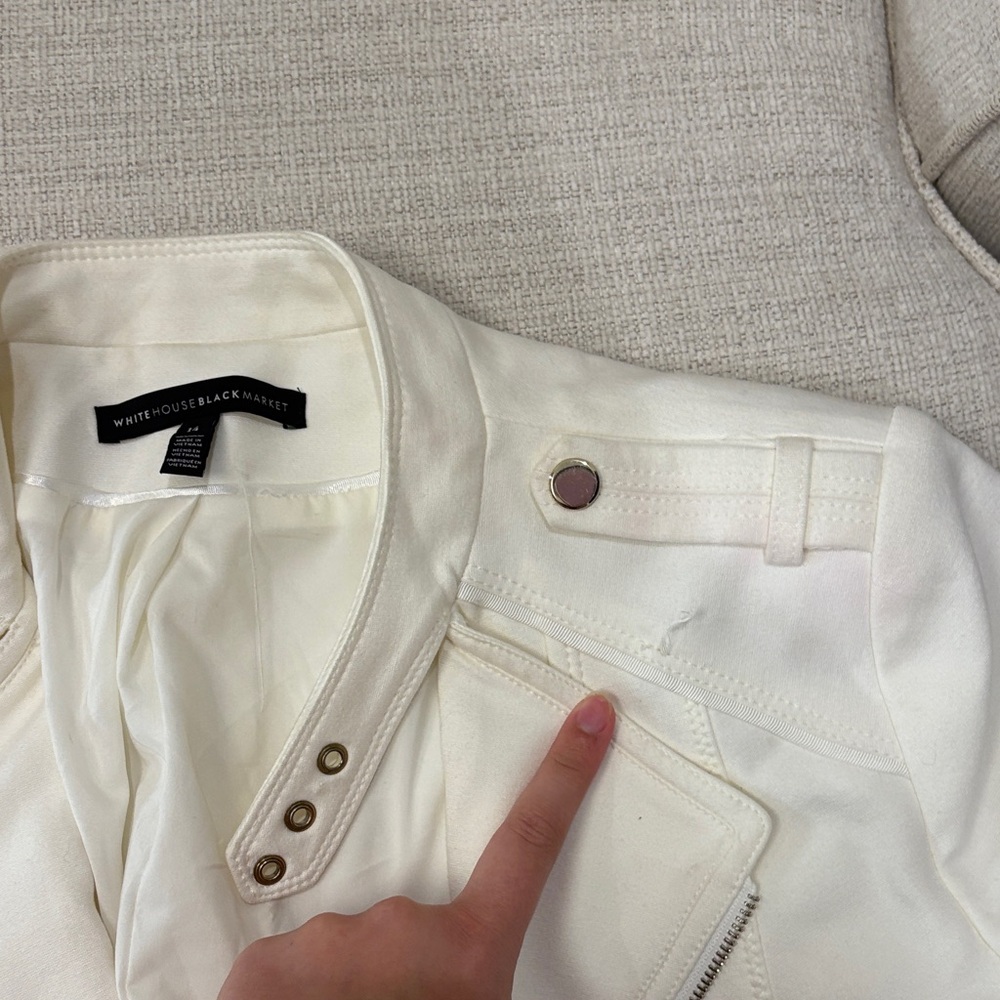 White House Black Market Cream Leather Jacket - Picture 8 of 10